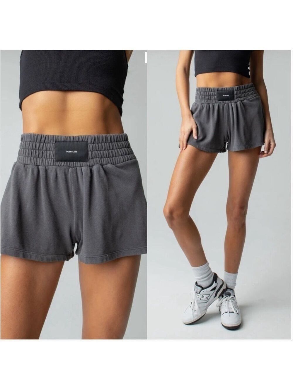 TALENTLESS Gray Athletic Lounge Shorts WOMENS BOXING SHORTS 100% Cotton